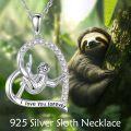 wholesale 925 Sterling Silver Sloth Heart Pendant Necklace for Women Girls Gifts Jewelry Accessories-0-1