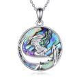 wholesale 925 Sterling Silver Round Abalone Shell Mermaid Pendant Necklace with Shark and Evil Eye Charm for Women-0-0