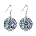wholesale 925 Sterling Silver Abalone Shell Triple Moon Goddess Pentagram Drop Earrings Wiccan Jewelry for Women-0-0