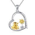 wholesale 925 Sterling Silver Love You Forever Pendant with Gold Duck and Flower Charm Necklace for Women Gifts-0-0