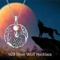 wholesale 925 Sterling Silver Moon Howling Wolf Pendant Necklace for Women-0-4