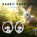 wholesale 925 Sterling Silver with Gold Plated Bunny and Daisy Stud Earrings, Hypoallergenic Rabbit Jewelry Gift for Women-0-3