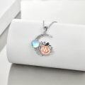 wholesale 925 Sterling Silver Moonstone Pumpkin Cat Pendant Necklace for Women Irish Gifts-0-1