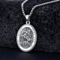 wholesale Sterling Silver Saint Medal Oval Necklace for Men Women Religious Jewelry-0-46