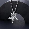 wholesale 925 Sterling Silver Pentagram Baphomet Head Pendant Necklace Gothic s for Women and Men-0-3