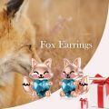 wholesale 925 Sterling Silver Cute Fox Holding Heart Earrings Wholesale Pink-0-41