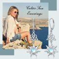 wholesale 925 Sterling Silver Celtic Moonstone Sun Leverback Filigree Drop Earrings-0-5