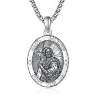 wholesale 925 Sterling Silver Patron Saint Medal Amulet Necklace for Men 2 5mm 22 +2 Chain-A33-Saint Andrew