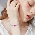 wholesale 925 Sterling Silver Pink Crystal Butterfly Paperclip Chain Bracelet Wholesale With Heart Charm-0-1