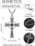 wholesale Sterling Silver Garnet Celtic Cross Necklace for Men 22 +2 Chain-0-1