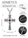 wholesale 925 Sterling Silver Garnet Celtic Cross Necklace for Men 22 +2 Chain-0-1
