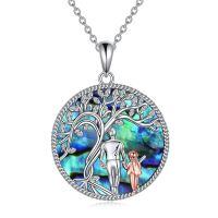 wholesale 925 Sterling Silver Tree of Life Family Pendant Necklaces with Labradorite Stone Birthstone s for Women Girls Mother's Day Anniversary Christmas-Shell Tree Pendant