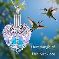 wholesale TOUPOP Hummingbird Urn Necklace For Ashes Sterling Silver Crystal Cremation Jewelry -0-2