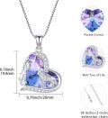 wholesale 925 Sterling Silver Purple Crystal Heart Wolf Pendant Necklace-0-2
