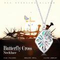 wholesale 925 Sterling Silver Butterfly Abalone Shell & Turquoise Pendant Necklace for Women and Girls-0-2