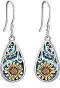 wholesale 925 Sterling Silver Teardrop Abalone Shell Daisy Flower Tree Of Life Dangle Earrings For Women-0-0