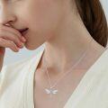 wholesale 925 Sterling Silver Opal Heart Dragonfly Pendant Necklace for Women-0-3