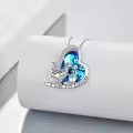 TOUPOP Sterling Silver Crystal Dinosaur Heart Necklace Jewelry Gift-0-4