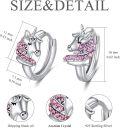 wholesale 925 Sterling Silver Pink Crystal Unicorn Huggie Hoop Earrings for Girls and Women's Gifts-0-3