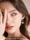 wholesale 925 Sterling Silver CZ Sun & Moon Drop Hoop Earrings for Women Girls  4cm Long-0-1