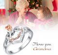 wholesale TOUPOP Grandma Ring With Rose Flower - I Love You Jewelry Gift For Grandmother - 925 Sterling Silver Love Heart Ring For Women's Birthday -0-1
