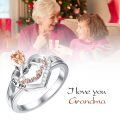 TOUPOP Sterling Silver Rose Flower Love Heart Ring For Grandmother Gift-0-1