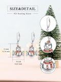 wholesale 925 Sterling Silver Snowman Christmas Drop Earrings with Red Crystal Accents and Leverback Hooks - Holiday Gifts for Her-0-1