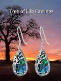 wholesale 925 Sterling Silver Paua Abalone Shell Tree Of Life Drop Earrings Celtic  For Her-0-1