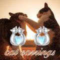 wholesale 925 Sterling Silver Heart-Shaped Cats Stud Earrings - Adorable Animal  for Her-0-4