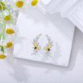 wholesale 925 Sterling Silver Bee Studs with Leaves and Crystal Accents for Non-Pierced Ears-0-2