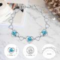 wholesale 925 Sterling Silver & Blue Zirconia Heart Birthstone Bracelet for Women, Hypoallergenic Gift-0-4