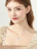 TOUPOP 14K Gold Pearl Necklace with Bow Heart Dolphin Pendant-0-2