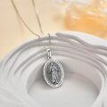 wholesale 925 Sterling Silver Oval Jesus Christ Religious Medal Necklace with Chain 3D Engraved Pendant Jewelry for Women Men Gift (Silver)-0-4