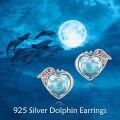 wholesale 925 Sterling Silver Heart-Shaped Angel Wing Blue Crystal Stud Earrings Gift for Women and Girls-0-4