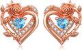 wholesale 925 Sterling Silver Rose Heart Birthstone Stud Earrings for Women-0-0