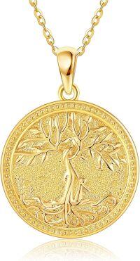wholesale 14K Gold Tree Of Life Sun Evil Eye Pendant Necklace For Women Girl's Gift Jewelry Accessories-mom tree