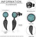 wholesale 925 Sterling Silver Black Gold Plated Turquoise Angel Wing Stud Earrings Hypoallergenic Unisex Gift-0-3