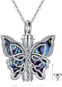 wholesale 925 Sterling Silver Butterfly Urn Necklaces for Ashes of Loved Ones - Memorial Remembrance Jewelry for Women-Abalone Shell