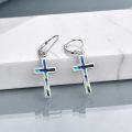 wholesale Sterling Silver Cross Leverback Dangle Drop Earrings for Women Men-0-31