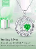 wholesale 925 Sterling Silver Austrian Crystal Tree of Life Pendant Necklaces with Birthstone for Women-0-1