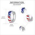wholesale 925 Sterling Silver American Flag Hoop Earrings for Women Girls USA Patriotic Jewelry 14mm Small Huggie Earrings Gift for Independence Day 4th of July Memorial Day-0-3