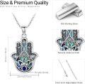 wholesale 925 Sterling Silver Abalone Shell Inlay Evil Eye Hamsa Hand Pendant Necklace for Women-0-3