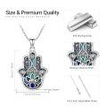 wholesale 925 Sterling Silver Hamsa Hand Lotus Evil Eye Abalone Shell Pendant Necklace-0-3