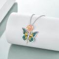 wholesale Sterling Silver Butterfly Rose Necklace - rhodium-and-rose-gold-plated-0-15