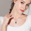 wholesale 925 Sterling Silver Turquoise Forest Moon Cat Pendant Necklace for Women-0-4