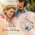 wholesale 925 Sterling Silver Heart Necklace with 100 Languages I Love You Projection Stone, Romantic Gift for Women-0-4
