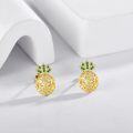 wholesale 925 Sterling Silver Plated Gold  Pomegranate Stud Earrings with Green and Yellow Stones - Fruits Inspired Jewelry for Women-0-2