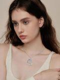 wholesale 925 Sterling Silver Two Tone Frog Heart Pendant Necklace Cubic Zirconia I Love You Forever-0-2