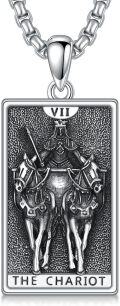 wholesale 925 Sterling Silver The Chariot Tarot Pendant Necklace s for Men Women Gifts Jewelry-0-0