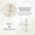 wholesale 925 Sterling Silver Cubic Zirconia Cross Pendant Necklace with Chain 45cm Length-0-2